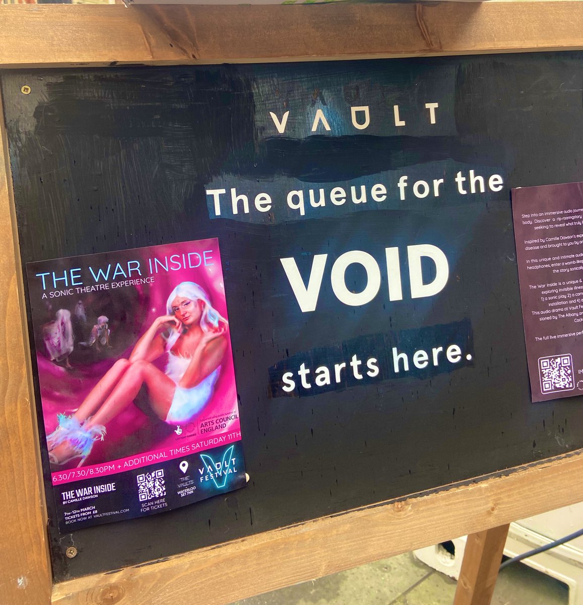 HeatherRalph's tweet image. What are u seeing @VAULTFestival this week twitter? 

Got 1/2 hr either side of ur shows catch #sonicplay THE WAR INSIDE down. 

Headphones &amp;amp; individual pods provide to experience the story sonically from inside the body’s. 

🎟️ vaultfestival.com/events/the-war…