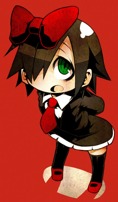昔はたまに描いてた子。最近描いてない。メカクレ、大きいリボン、ネクタイがポイント。 