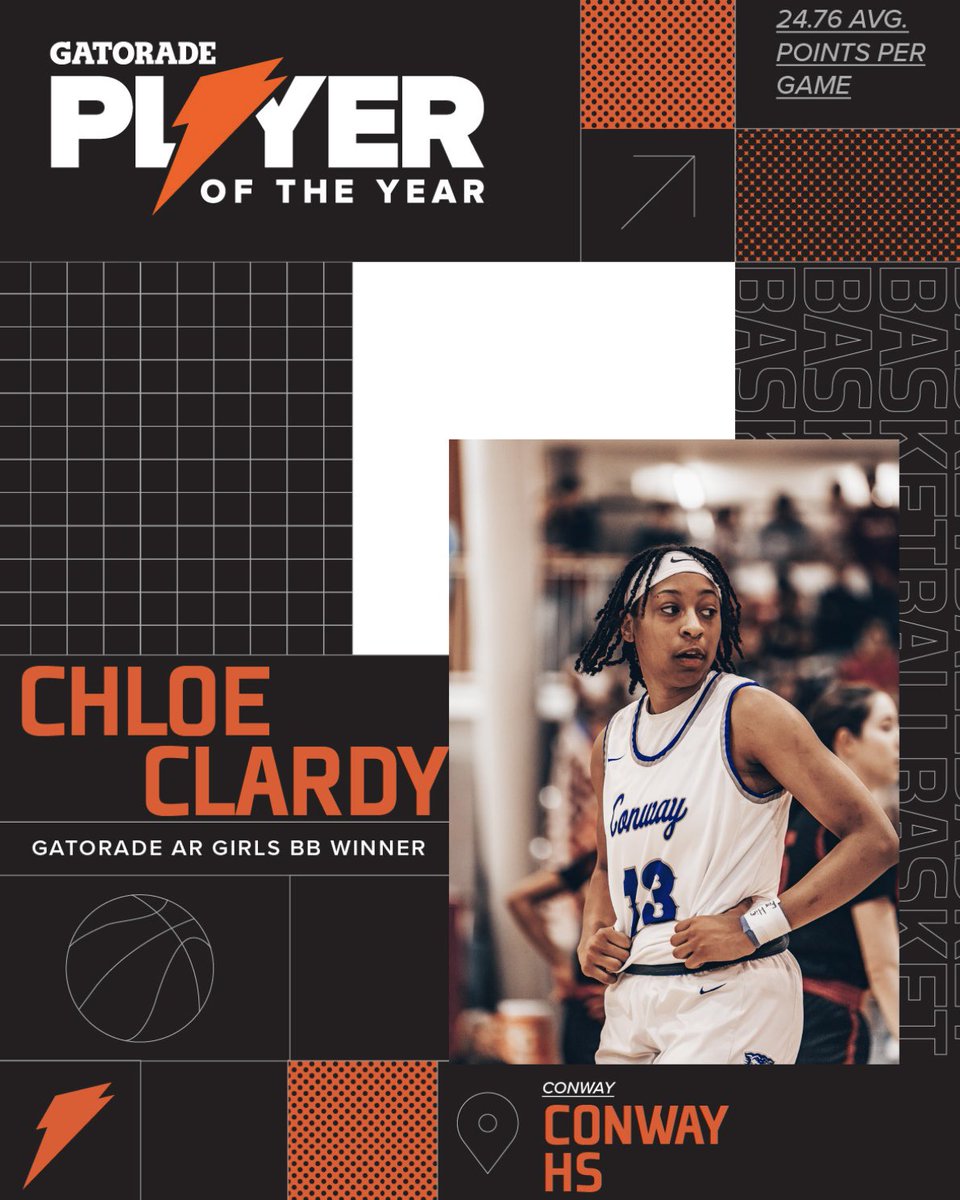 Congratulations to <a href="/chloeclardy13/">Chloe Clardy</a> for being named the Gatorade AR Basketball Player of the Year!🚾🏀
#GatoradePOY