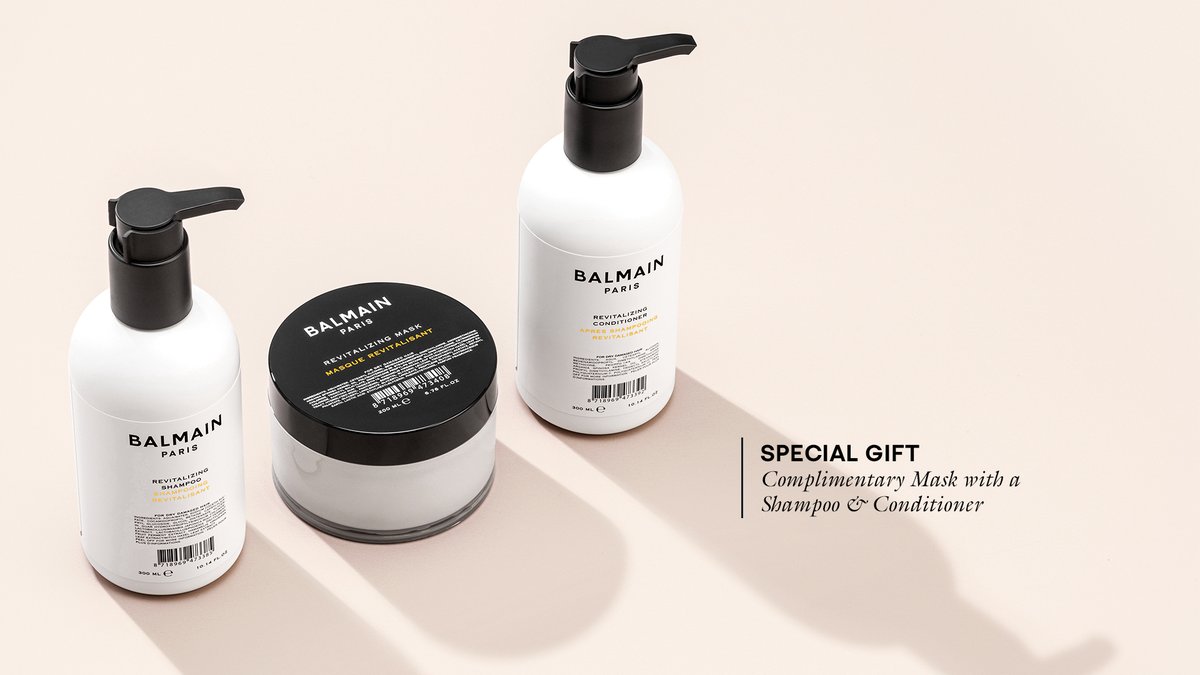 Receive a complimentary mask of your choice when you purchase a shampoo &amp; conditioner🖤
balmainhair.co.uk/gwp-mask-with-…