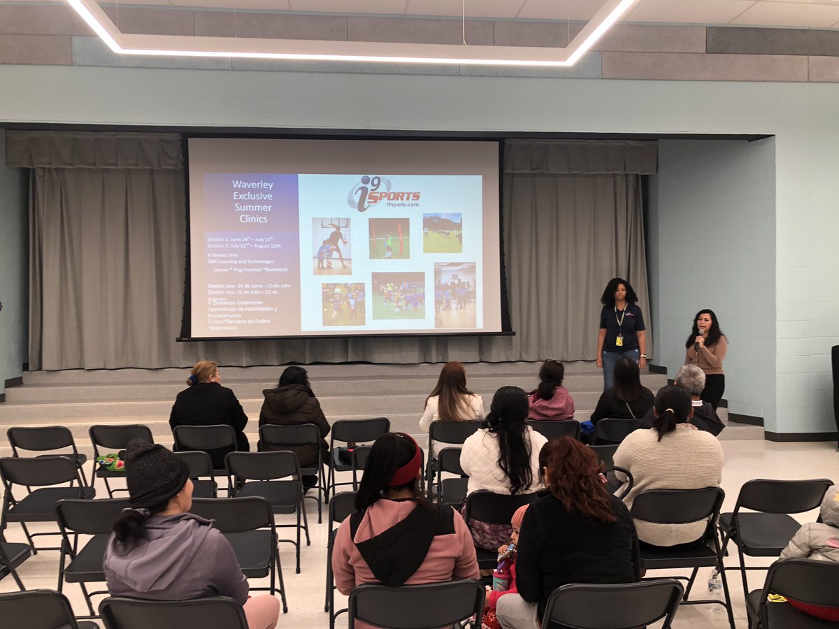 RWaves3's tweet photo. This month’s Table Talks feature our community partners i9 Sports and Centro Hispano! We are talking about effective parenting today…such a powerful presentation! Thanks to our parent volunteers for helping to make this event run smoothly. #onewaverley @FCPSWaverley https://t.co/C4HhO6Lh52