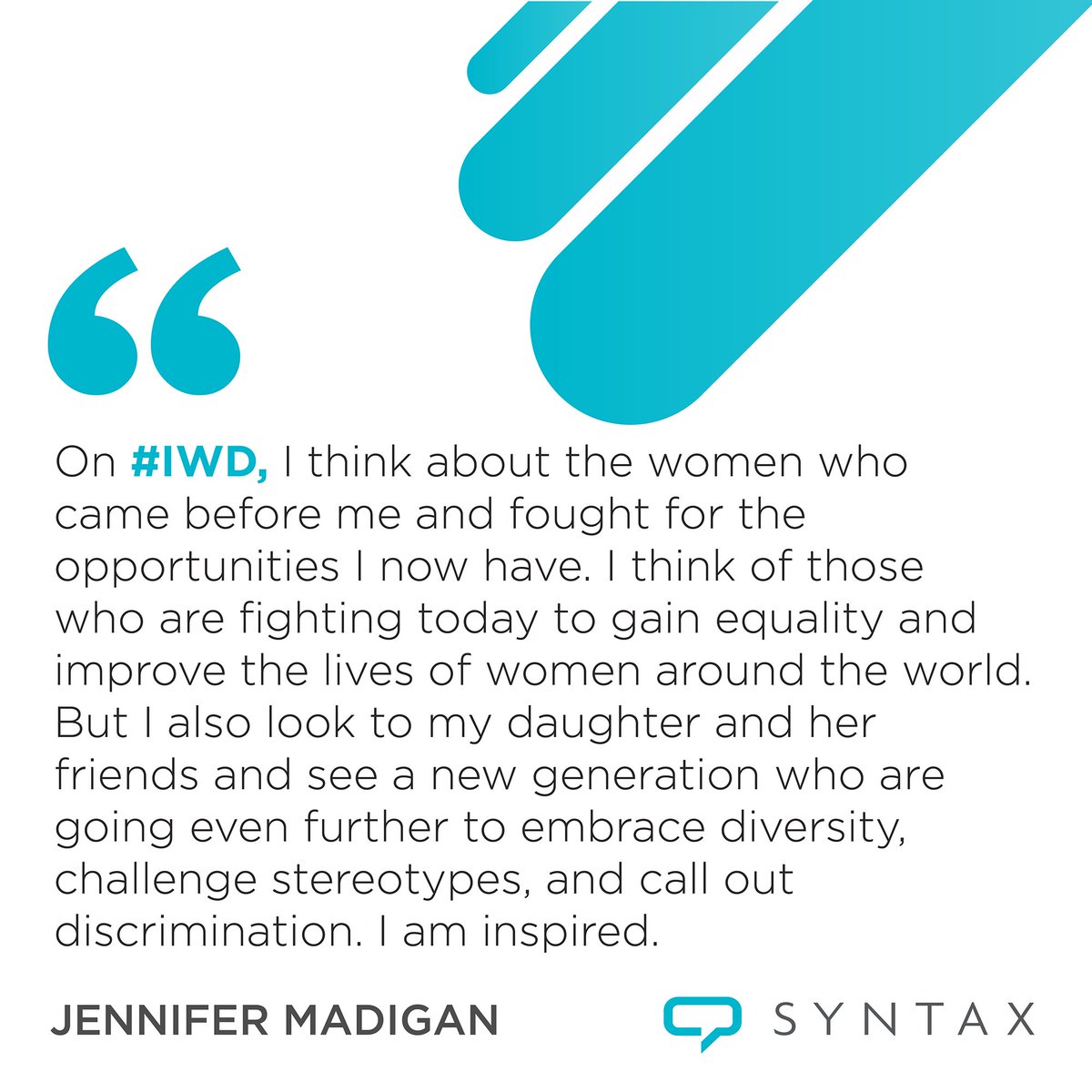 SyntaxStrategic's tweet image. Happy International Women’s Day to you from #TeamSyntax!  @JenStewartOtt @JLMadigan