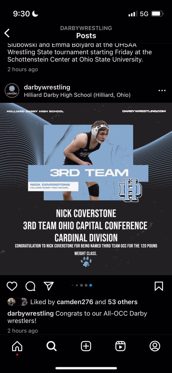 HAATBPanthers's tweet photo. Congrats to Panther alumni Nick Coverstone on his wrestling OCC honors. https://t.co/9AqE2I61E8