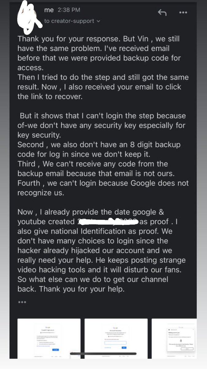 mikhailimaan's tweet photo. From @TeamYouTube ask to go and find help to @YouTubeCreators .And the last answer was like this? I provide everything to them to show that i really owned the account.I was too dissatisfied and shocked with the answer from the Youtube maintenance side. Please help me with this. https://t.co/UCJJrLcP47