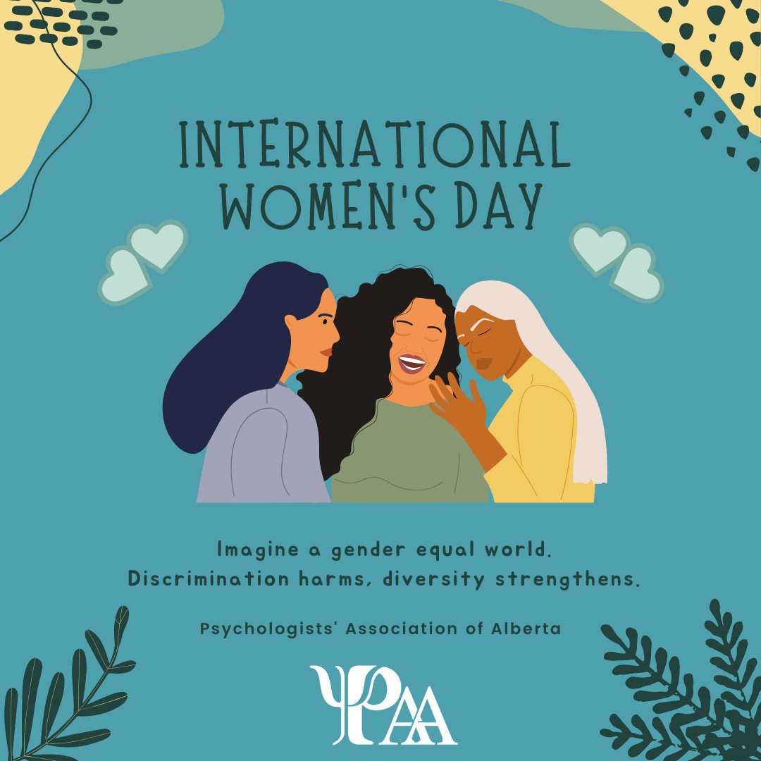 Today is International Women's Day! PAA supports gender parity for well-being, #equality and psychological health. 
#IWD2022
#BreakTheBias
#psychology