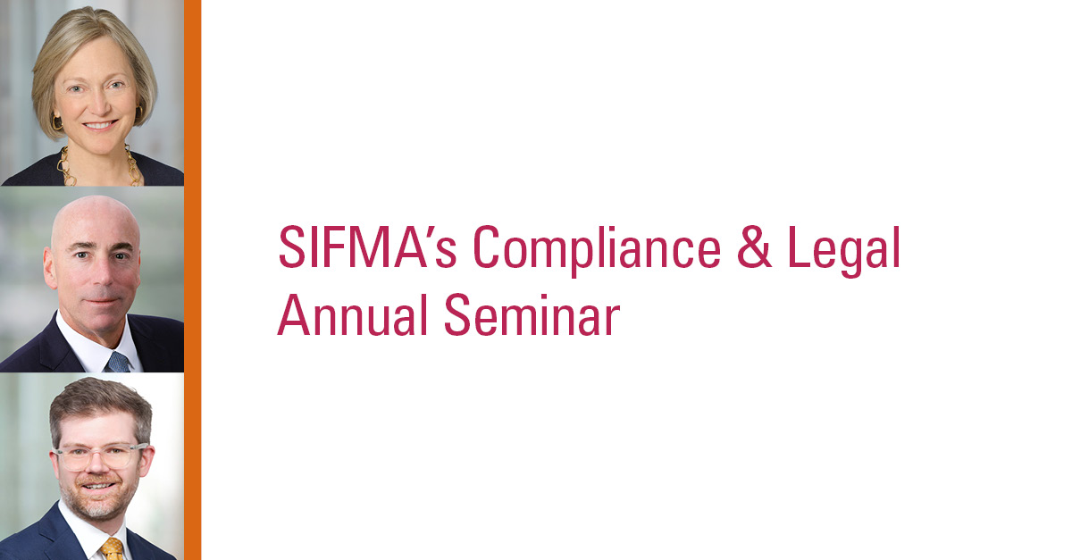 On March 14, Karen Seymour, Steve Peikin and Colin Lloyd will speak at SIFMA’s C&L Seminar in San Diego. Learn more: sullcrom.com/sharon-nelles-… #capitalmarkets #litigation #SullCrom