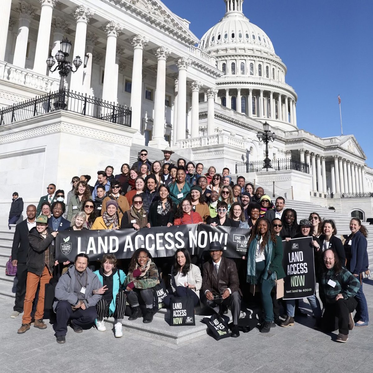 TODAY +150 young farmer leaders are at the Capitol calling for equitable #landaccess in the 2023 #FarmBill! Young &amp; BIPOC farmers from across the country will be leading 155 meetings with Members of Congress to share their stories and lift up our #OneMillionAcres campaign.
