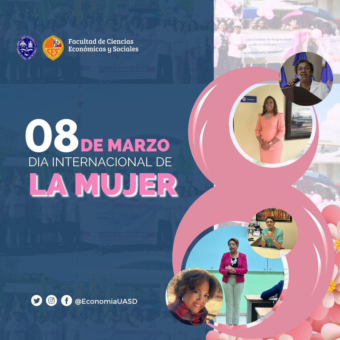 La Facultad de Ciencias Económicas y Sociales conmemora el día Internacional  de la mujer y celebra este día junto a todas nuestras mujeres Dominicanas en especial a la mujer Uasdiana.

En nuestra Facultad la mujer juega un papel preponderante en las distintas áreas técnicas.
