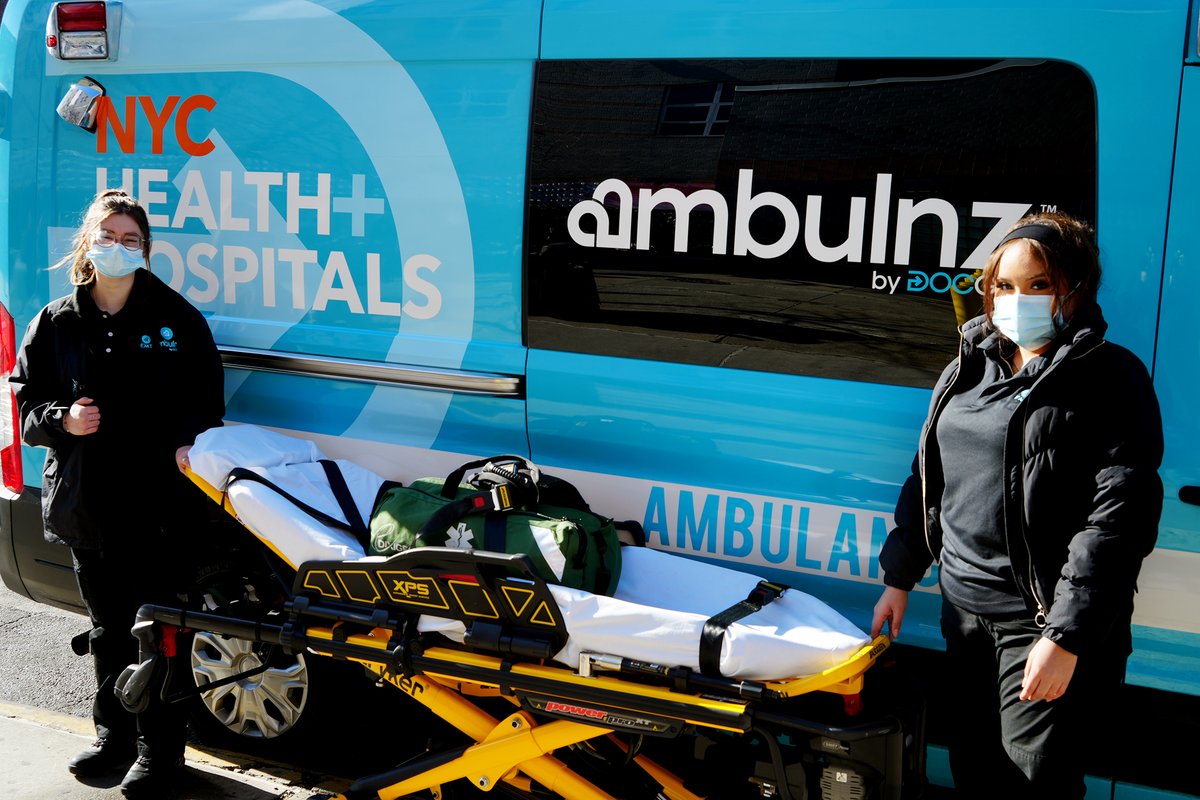 First new @NYCHealthSystem and Ambulnz by @DocGoCares vehicles & crews rolled out yesterday morning at @ElmhurstHealth in Queens! The Elmhurst vehicles are the first of Ambulnz’s dedicated fleet of more than 60 co-branded vehicles to serve NYC H+H’s 11 hospitals by early April.