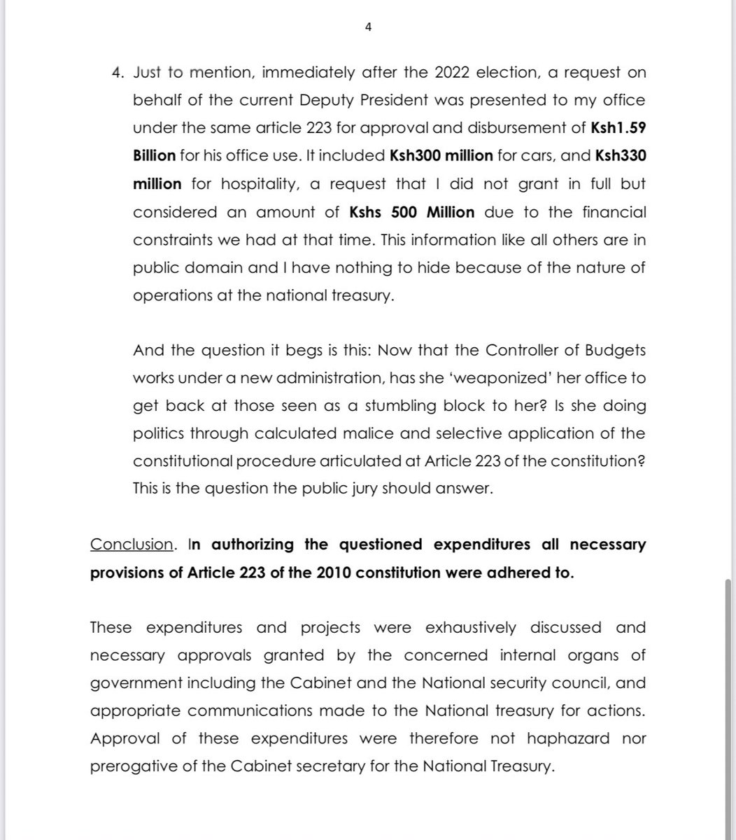 Statement by Amb. Ukur Yatani on claims of coercion by Controller of Budget.