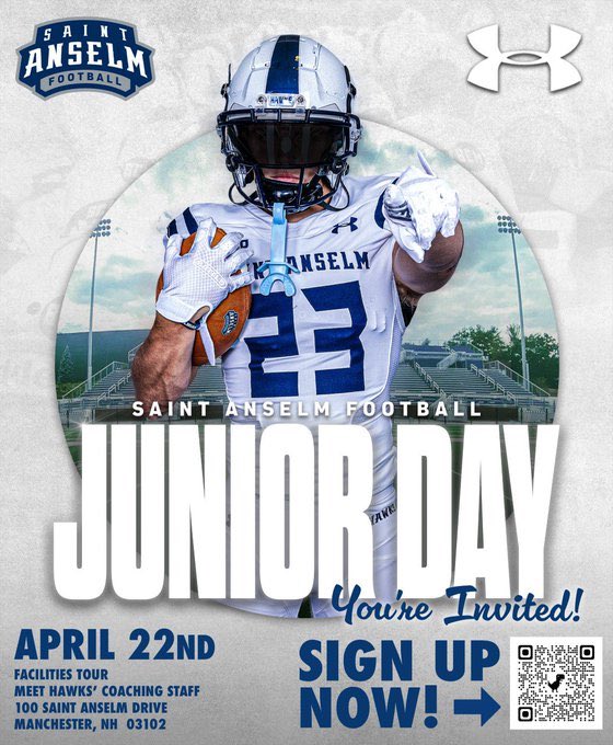 Thanks <a href="/Coach_Bick/">Joe Bick</a> for the Campus Junior Day invite.Excited to take a look at <a href="/STAHawksFB/">Saint Anselm Football 🏈 #BCM</a> 

@Indiansfb
