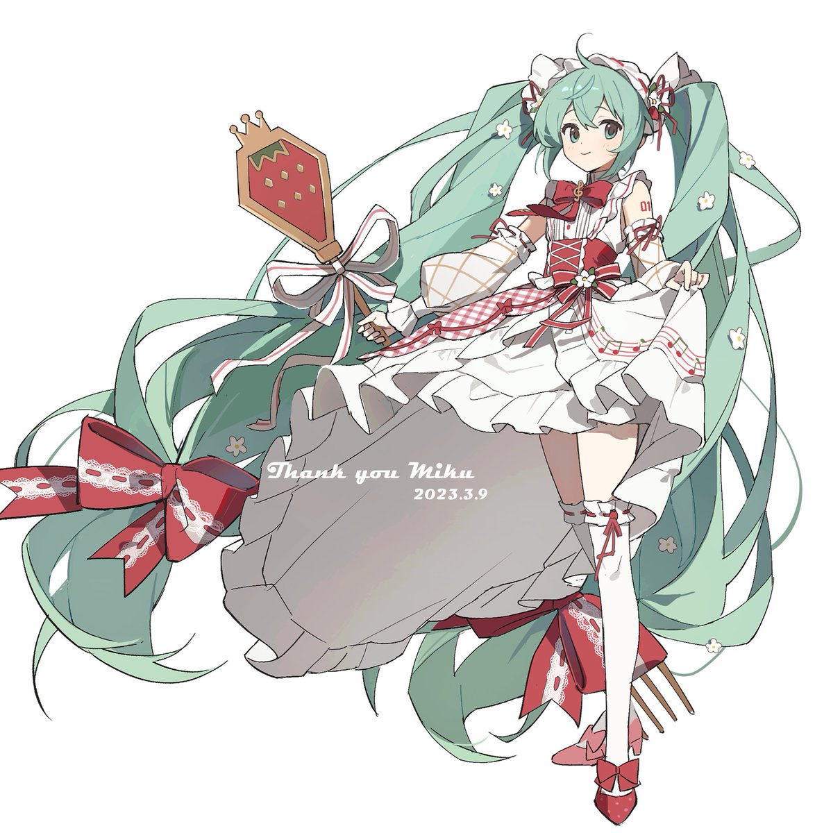 hatsune miku 1girl solo long hair twintails bow very long hair detached sleeves  illustration images