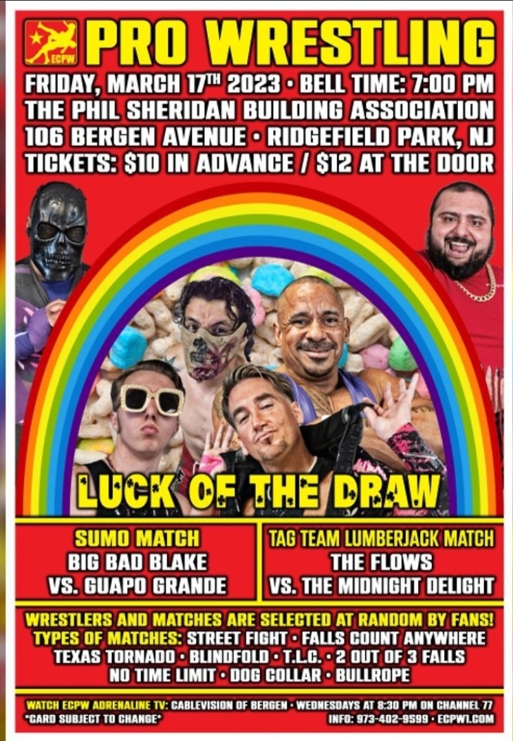 We return next week on St Patrick's Day 🍀🍀🍀 with the Luck O' The Draw in Ridgefield Park.

Random matches!
Random opponents!
Exceptional Fun!