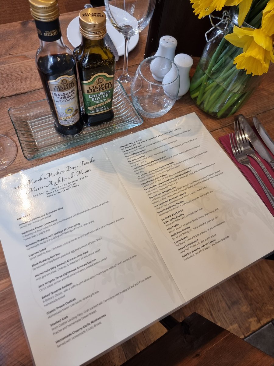 Mother's Day at Le Bistro..All mums receive a free gift..Bookings essential, online or call 01756 797919 Open 12 till 6pm..Sunday 19th March