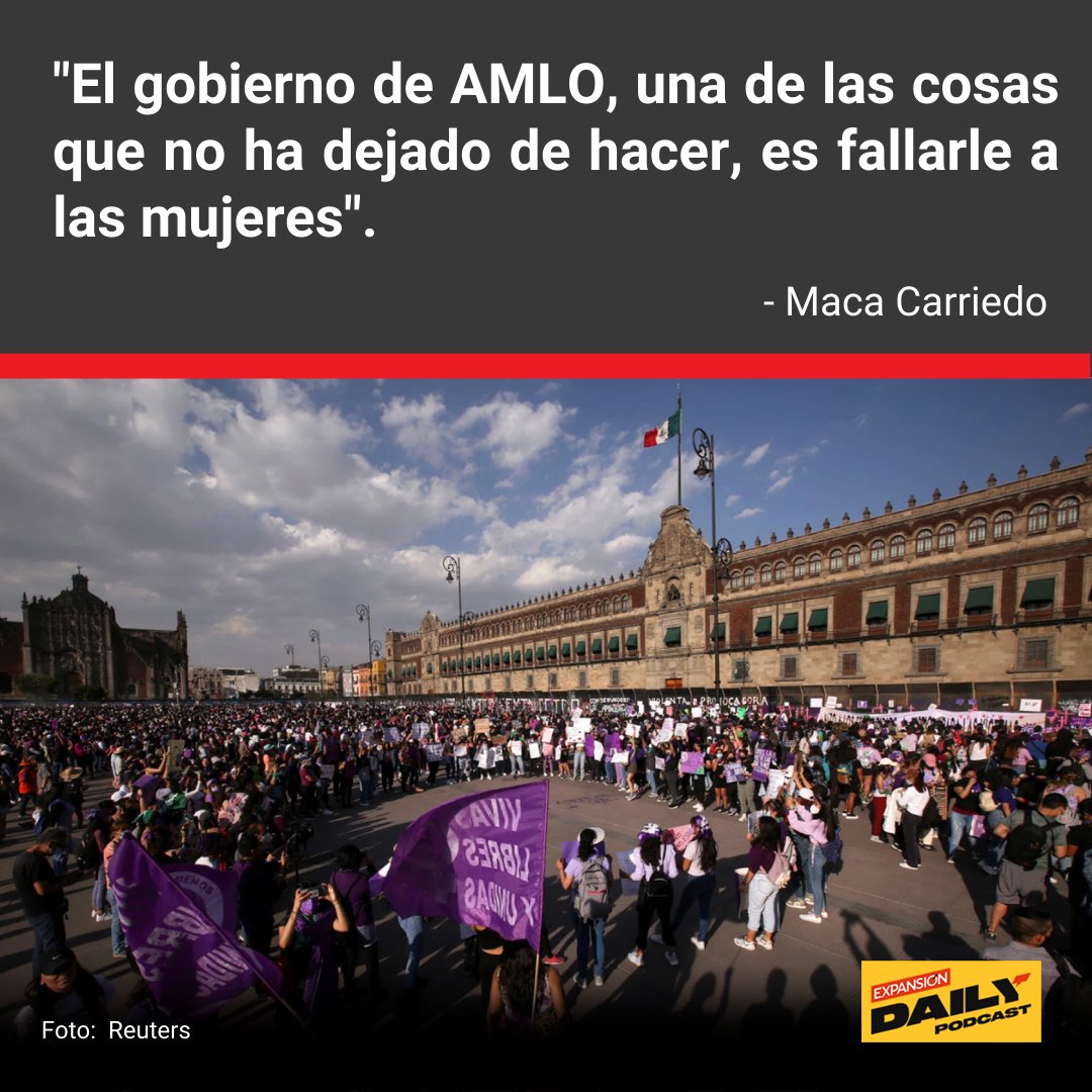 (Le ha fallado con) "un presidente que dice que es feminista sólo porque contrata a mujeres en su gabinete, pero cuando le toca responder a muchas de ellas, se queda corta su administración": <a href="/maca_online/">Maca Carriedo</a> 

spoti.fi/3ZNd0vd
#ExpansiónDaily #8M2023 #8DeMarzo