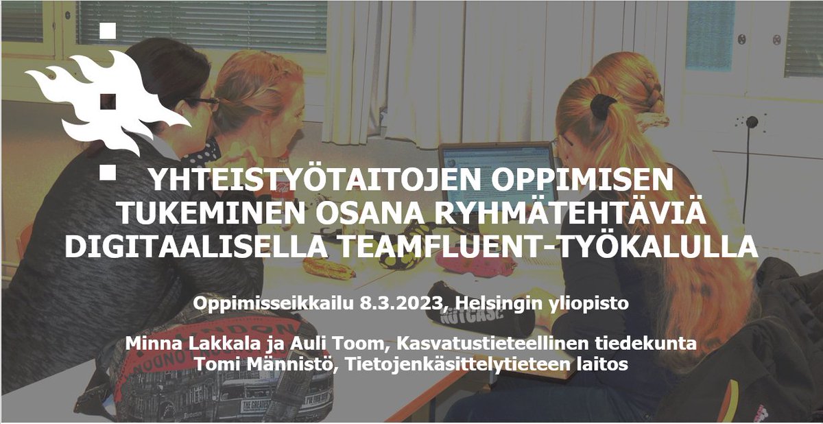 TeamFluent Oy (@getteamfluent) on Twitter photo Osallistuimme tänään <a href="/helsinkiuni/">University of Helsinki</a> #Oppimisseikkailu'un esittelemällä TeamFluent-työkalun käyttöä yliopistokursseilla opiskelijoiden yhteistyötaitojen tukemisessa #yhteistyötaidot #yliopistopedagogiikka #itsearvointi <a href="/AuliToom/">Auli Toom</a> <a href="/TomiMannisto/">Tomi Männistö</a>. Hyödyllistä verkostoitumista! Osallistuimme tänään <a href="/helsinkiuni/">University of Helsinki</a> #Oppimisseikkailu'un esittelemällä TeamFluent-työkalun käyttöä yliopistokursseilla opiskelijoiden yhteistyötaitojen tukemisessa #yhteistyötaidot #yliopistopedagogiikka #itsearvointi <a href="/AuliToom/">Auli Toom</a> <a href="/TomiMannisto/">Tomi Männistö</a>. Hyödyllistä verkostoitumista!