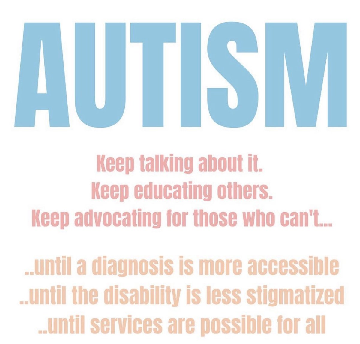 Educate, advocate tirelessly. 
Widespread information is necessary in order for support, empathy, acceptance and understanding to grow. 
.
.
.
.
.
#autism #autismo #autismawareness #autismacceptance #autismsupport #autismadvocate #autismspectrumdisorder