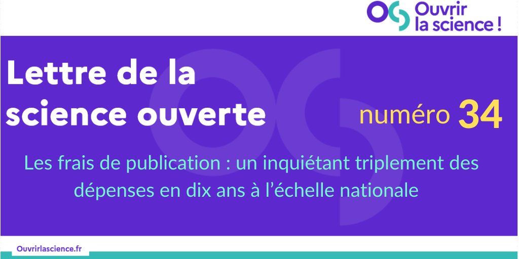 Quelles sont les actualités @ouvrirlascience ? Tout est dans la 34ème lettre de la #scienceouverte. Les frais de publication #APC : un inquiétant triplement des dépenses en dix ans à l’échelle nationale A retrouver ici : bit.ly/3JnOD1D