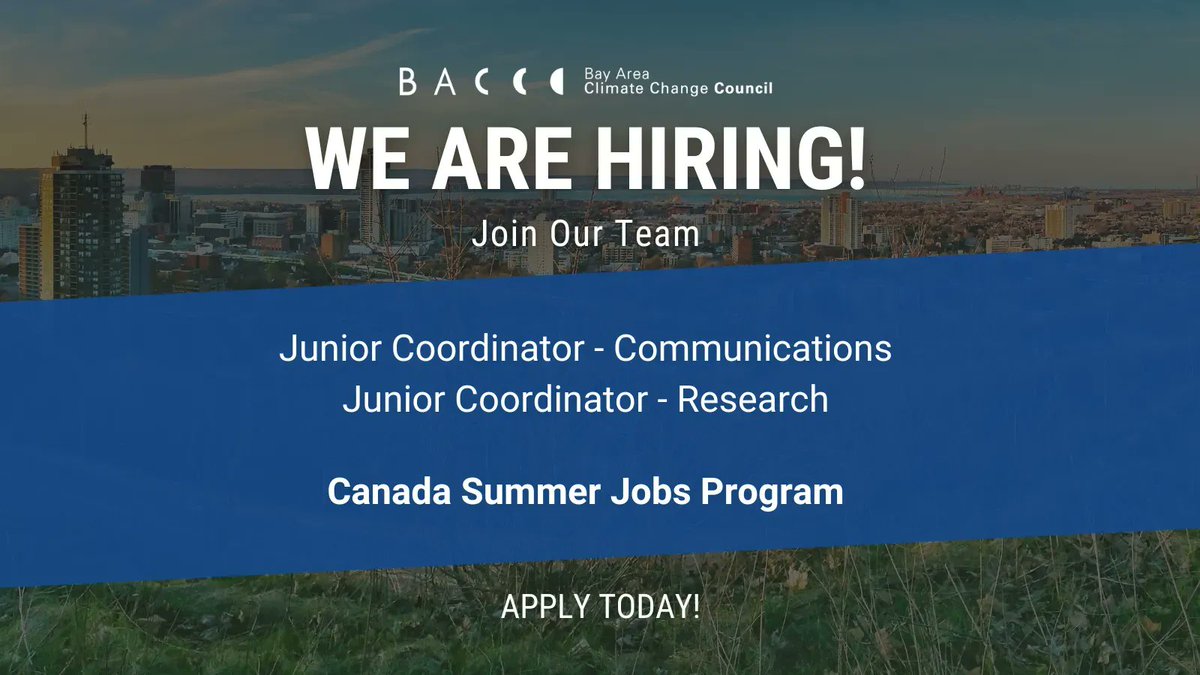 📢 There is one week left to submit your applications for BACCC’s Junior Coordinator positions. Visit the link for job description and application instructions. Apply today! 

goodwork.ca/jobs/climate-c… 

#CanadaSummerJobs #youthjobs #greenjobs #jobsearch #environment