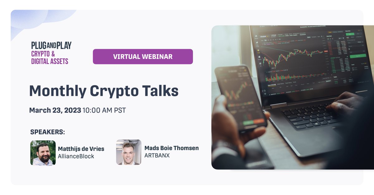 Nexera_Official's tweet photo. AllianceBlock Founder and CTO @MatthijsdeVries and @_artbanx CEO Mads Boie Thomsen will join @PlugandPlayTC’s upcoming Monthly Crypto Talks Webinar. 

Join them on March 23rd at 7 PM CET to learn how blockchain can bring liquidity to illiquid assets 👇
https://t.co/HGEydvnYoY https://t.co/PBINmbN5WO