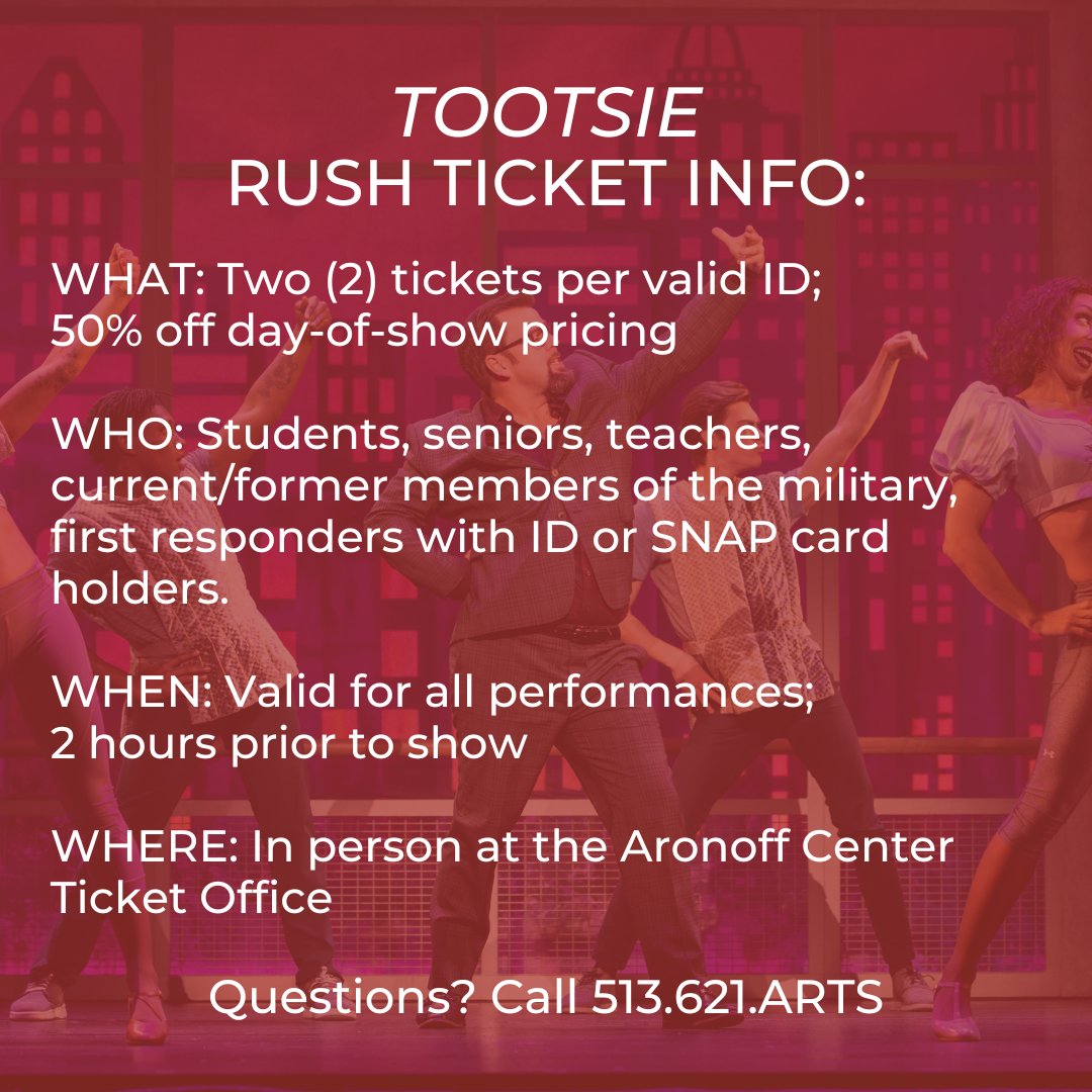 RUSH JUST ANNOUNCED: Score 50% off day-of-show pricing for TOOTSIE!