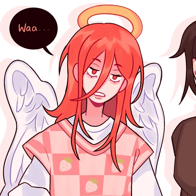 I went through an art crisis when I got into csm and keep changing how I draw Angel even until now  (notice especially my problem in getting right his hair color then I gave up)  