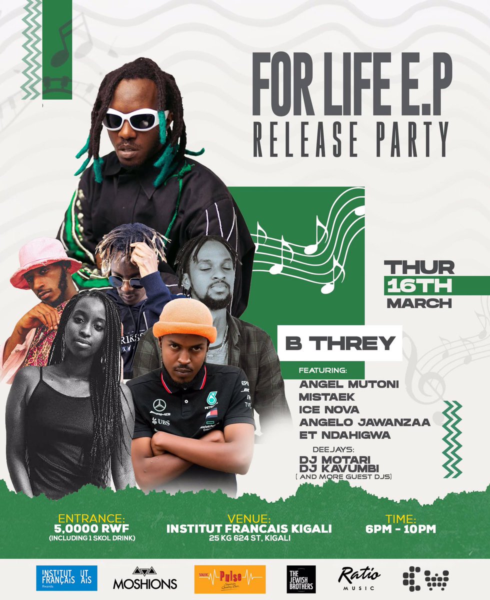 I’m happy to announce My E.P #forlife release by this hottest Party which will take place at  16th March
Featuring
<a href="/ratiomusicent/">Ratio Music Ent.</a> 
<a href="/AngellMutoniRw/">AngELL🌸🦋🇷🇼</a> 
<a href="/AngeloJawanzAA/">Angelo Jawanzaa</a> 
<a href="/mistaeklife/">Mistaeklife</a> 
<a href="/ndahigwa_/">e.t.</a> 
@icenova01

Venue: @ifrwanda 25 KG 624 ST, KIGALI
Entrance: 5 k with one Skol beer