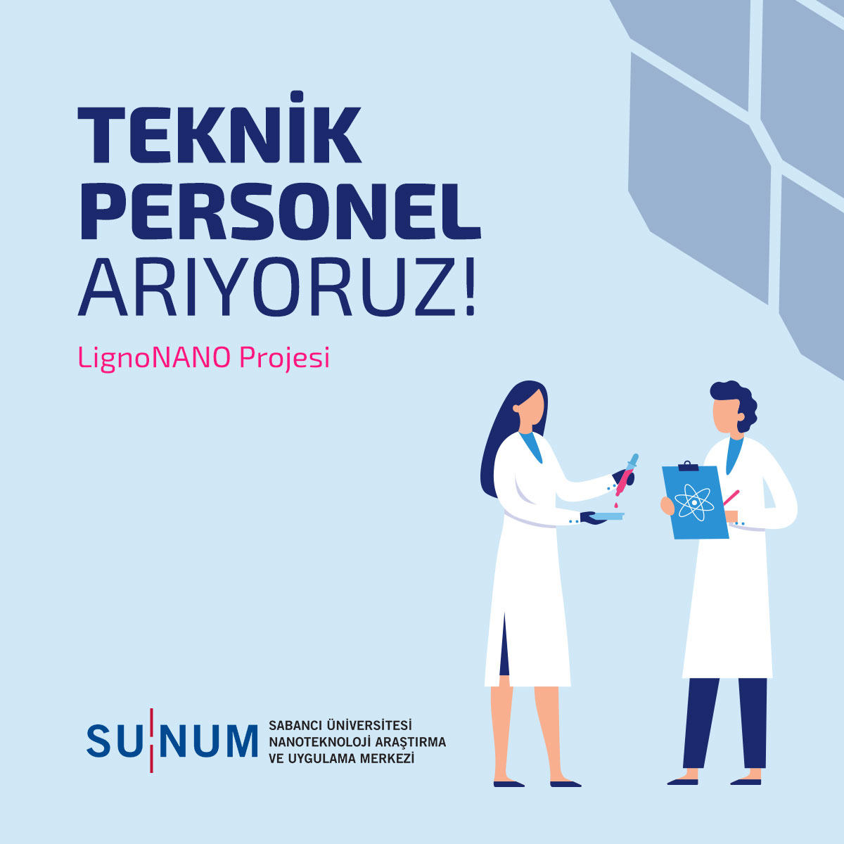 SUNUM'un ikinci TÜBİTAK 1004 projesi olan LignoNANO Platformu'nda istihdam edilmek üzere ekip arkadaşı arıyoruz.

Ayrıntılı bilgi ve başvuru için:

sunum.sabanciuniv.edu/en/human-resou…
 #nanoteknoloji #proje #işilanı