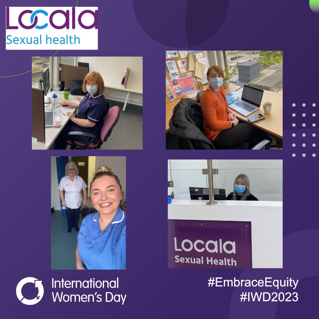Locala_Safesex's tweet photo. Today is #InternationalWomensDay we are celebrating the women of #LocalaSexualHealth👏💜
Together can challenge gender stereotypes, call out discrimination, draw attention to bias, and seek out inclusion.
#IWD2023 #EmbraceEquity #InternationalWomensDay2023 https://t.co/5K9q6no7o7