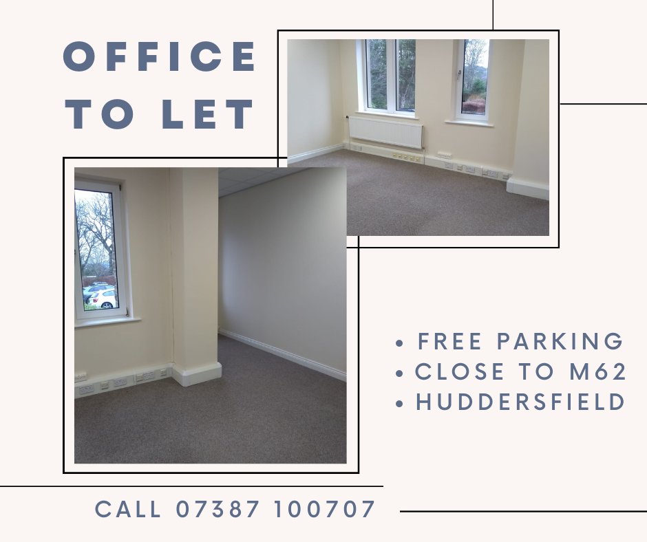 **SERVICED OFFICE TO LET** 
319 sq ft ground floor *FREE PARKING* Kitchen facilities. 
Within a fantastic business community at Independence House, Lindley, Huddersfield. Close to M62.  
Call 07387 100707.

#huddersfield #officetolet #officespace #servicedofficespace