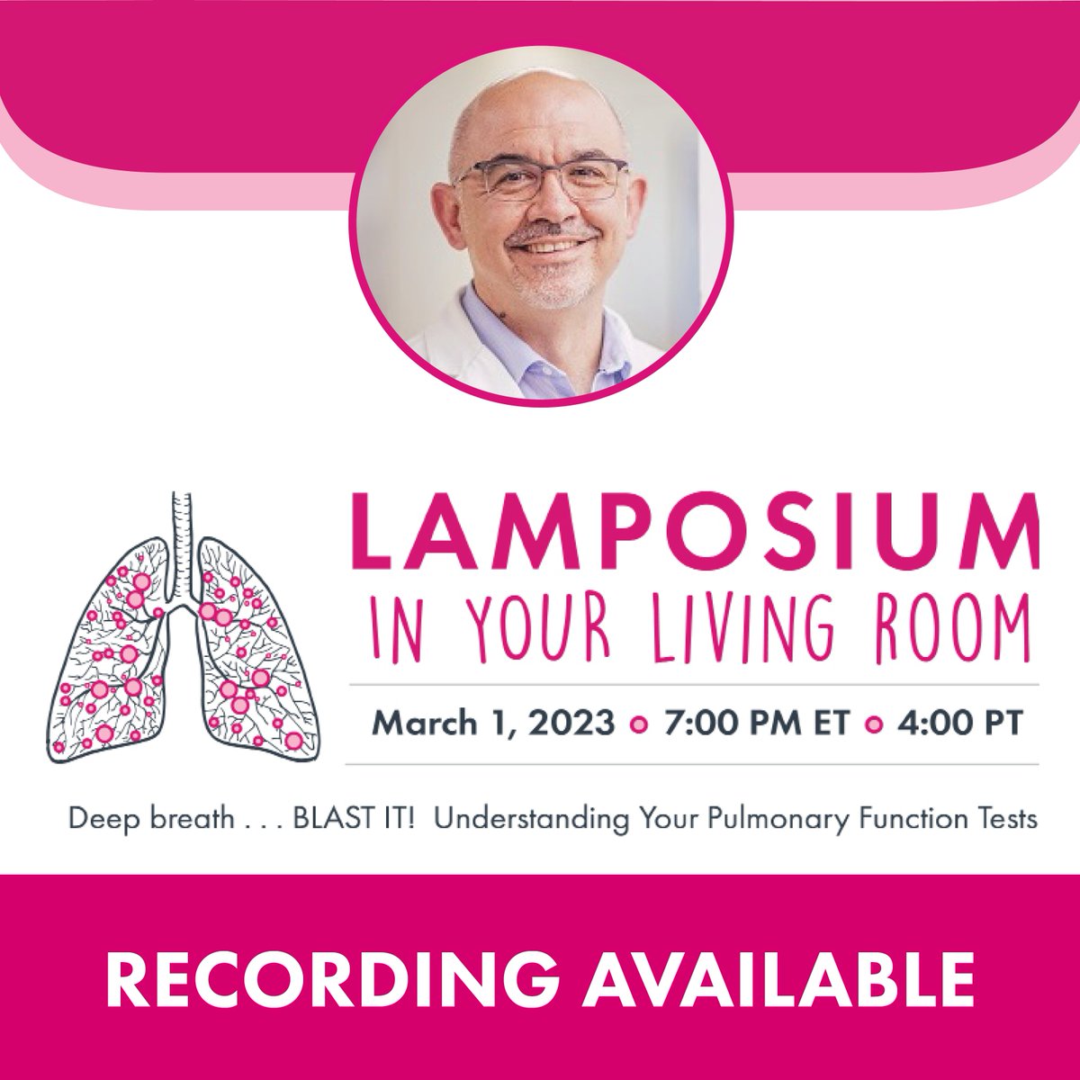 Recording is now available!

As a follow-up to his standout presentation at the 2022 International LAM Research Conference & LAMposium, Dr. George Pappas discusses the ins and outs of pulmonary function tests (PFTs).

bit.ly/3kNKElP