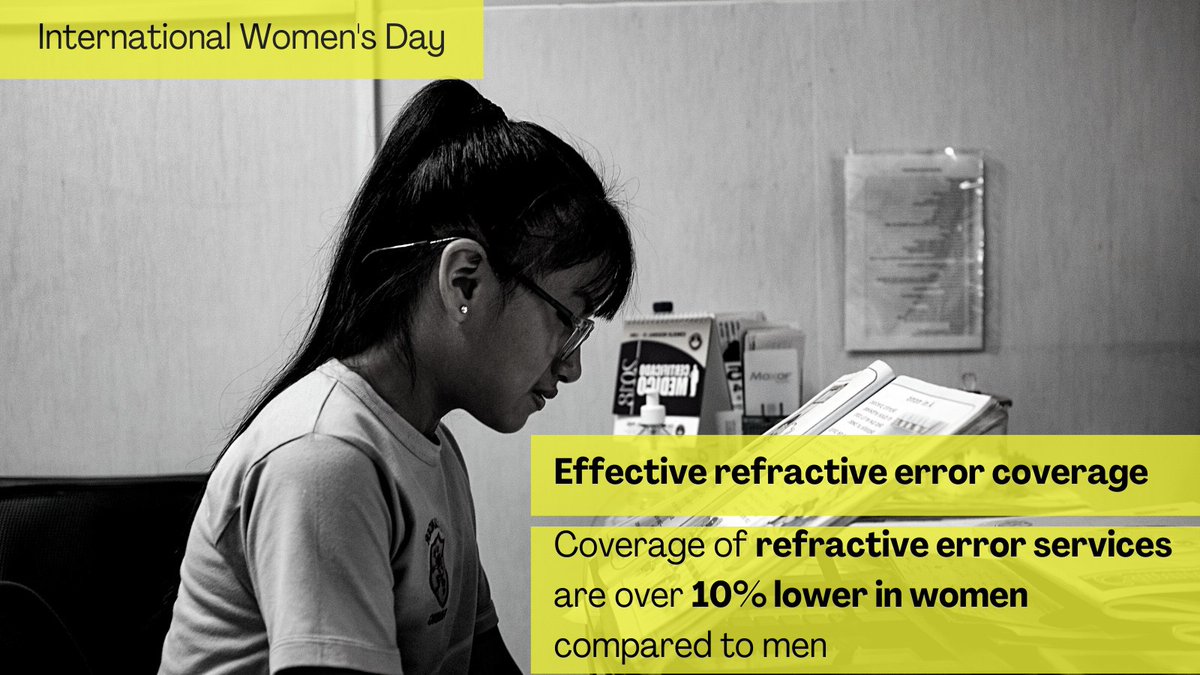Women are less likely to access good quality eye care interventions, such as cataract surgery and spectacles. Check the Report➡️bitly.ws/B6Cv
  
On this #InternationalWomensDay2023 let’s call for equitable access to quality eye care.
   
#EyeCare4All