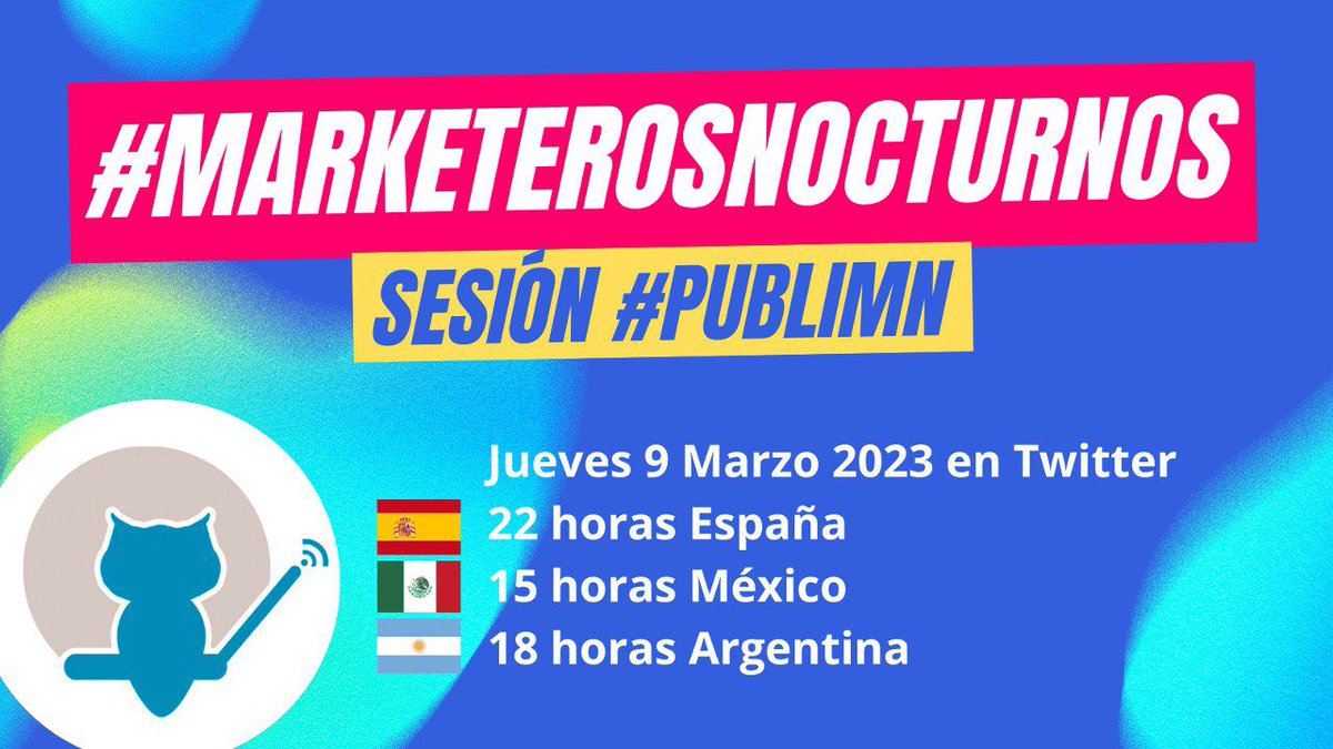 marciapaola_'s tweet photo. Hola 👋 😃

Mañana jueves 9 de marzo los  #MarketerosNocturnos vamos a hablar y debatir sobre Publicidad Digital 📲

⏰A las 22:00 en España, 18:00 Argentina y 15:00 en México, con nuestro hashtag y #PubliMN

¿Nos acompañas? 👇 https://t.co/NfZptCMYhj