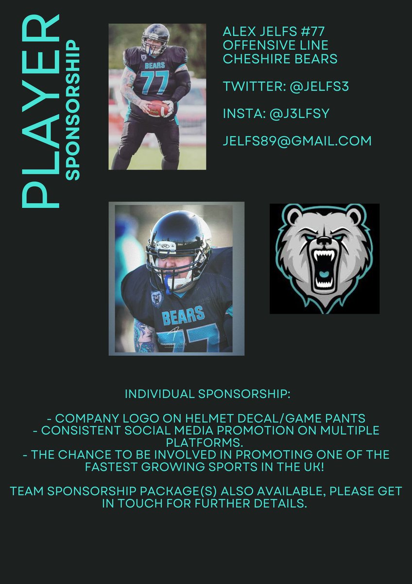 Jelfs3's tweet photo. 🏈 Looking for individual sponsorship for the 22/23 season! Every little helps - you'll be supporting me with the cost of equipment, training fees &amp; pursuing my favourite thing: football! 🏈

** Numerous exciting team sponsorship packages are also available; contact for info** https://t.co/MapR8qiePN
