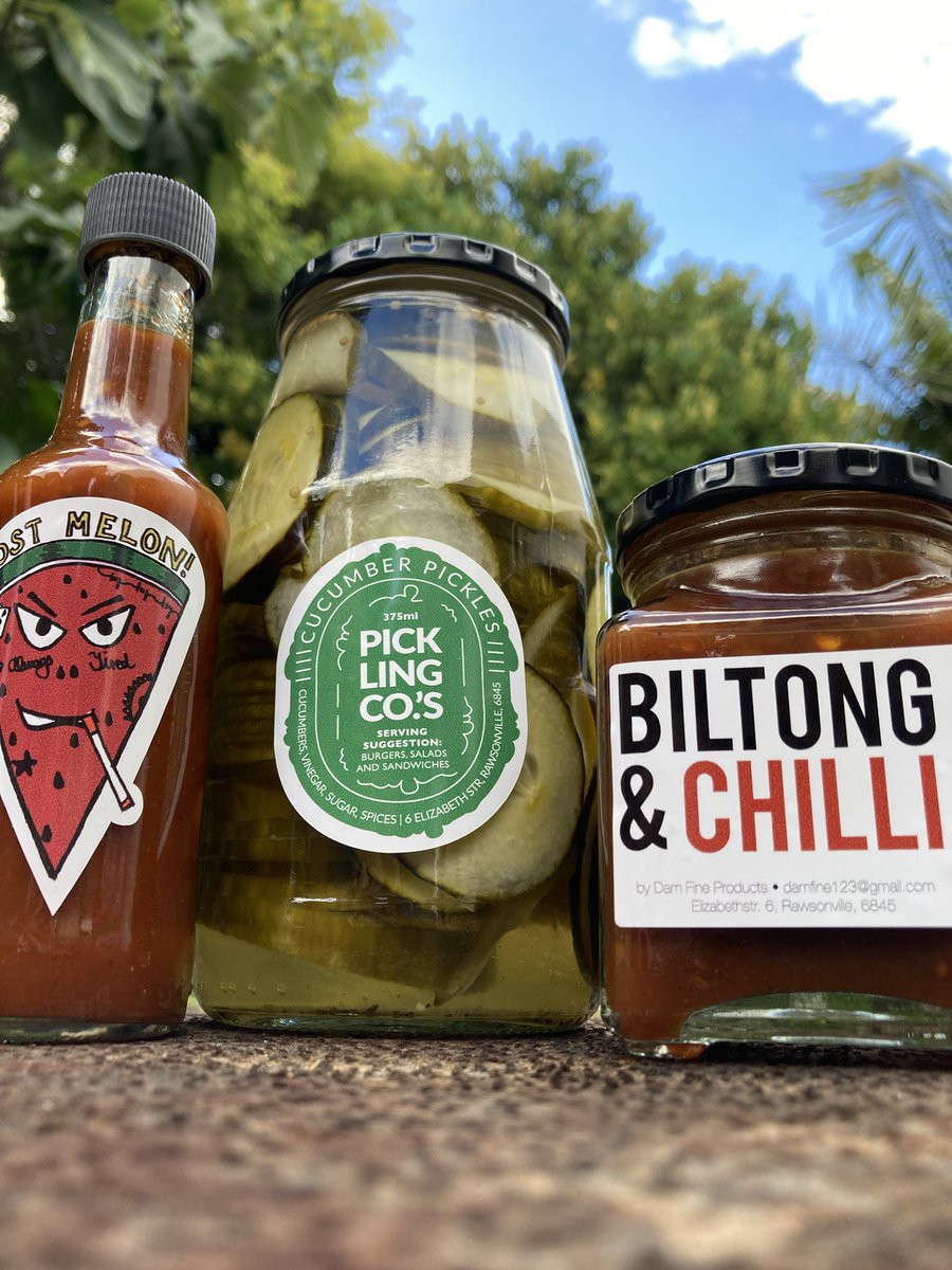 GIVEAWAY!

We’re doing a special on these 3 items - Biltong &amp; Chilli Relish, Cucumber Pickles and Post Melon (Melon and Red Bhutlah sauce) - for R230. 

ALSO we’re giving away one of these sets to someone that Retweets this post to their story.

Email damfine123@gmail.com