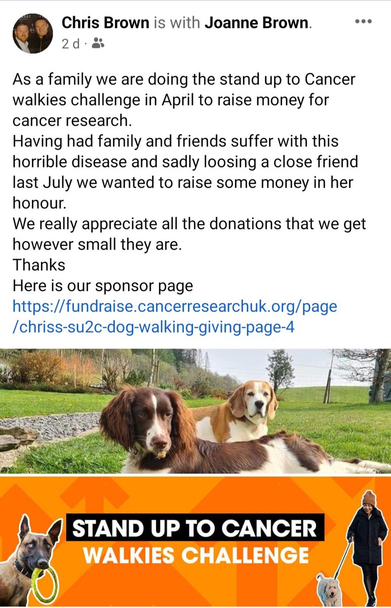 Our Operations Director Chris Brown is doing a stand up to cancer walkies challenge. 
Please sponsor him on the link below

fundraise.cancerresearchuk.org/page/chriss-su…