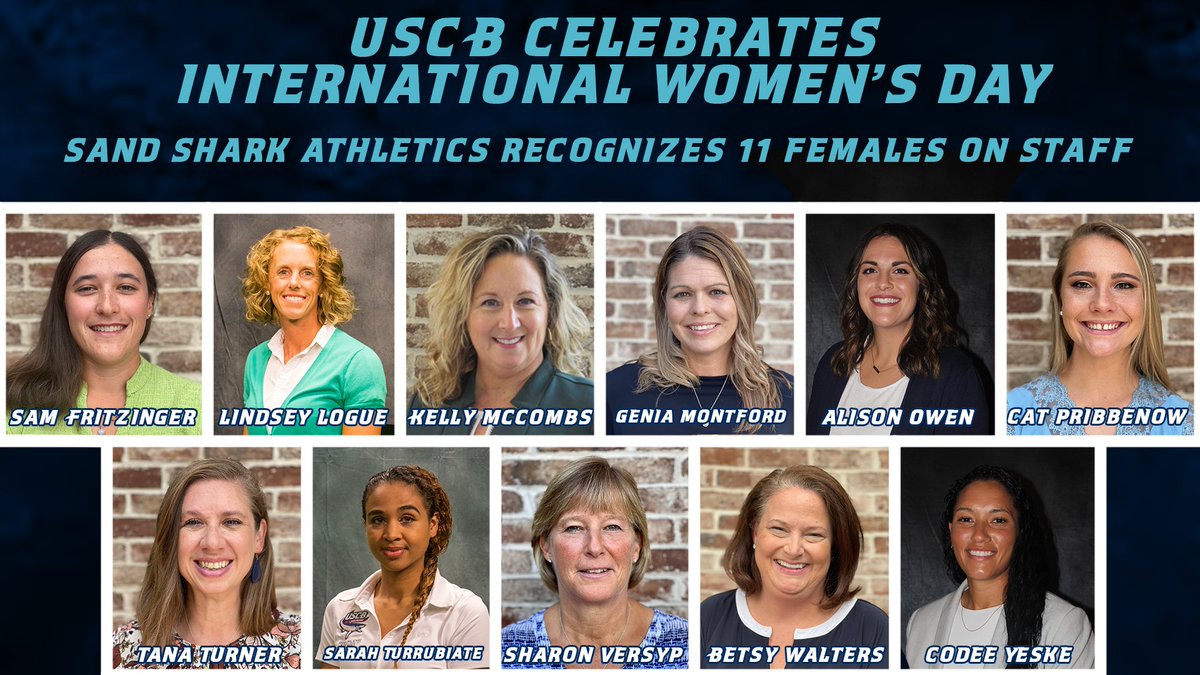Today is #InternationalWomensDay2023, and we want to recognize our 11 Sand Shark members on staff as well as ALL of our female Sand Shark student-athletes! #RisingTide #FinsUp