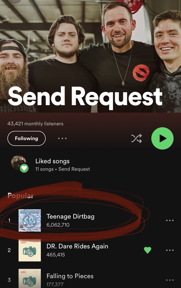 teenage dirtbag has 6 million streams wtf