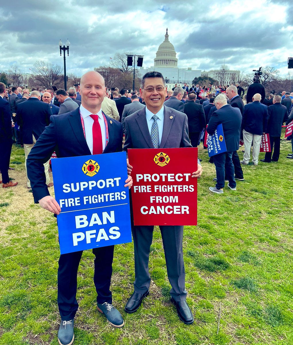 The science is settled - PFAS causes cancer.  PFAS-free PPE for fire fighters is vital to reducing our <a href="/IAFFofficial/">International Association of Fire Fighters</a> members rates of occupational cancers.  Thank you <a href="/IAFFPresident/">Edward A. Kelly</a>, and Local leaders for taking this issue to Capital Hill.