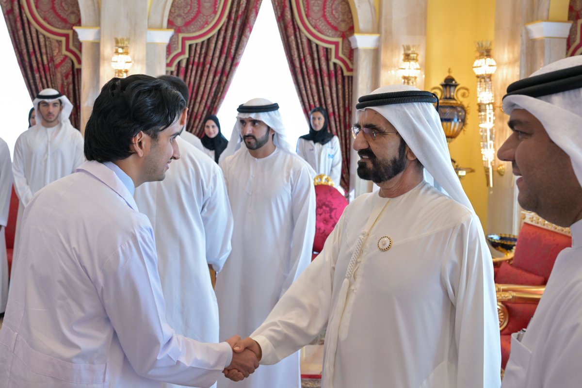 .<a href="/HHShkMohd/">HH Sheikh Mohammed</a> also met with graduates of the first cohort of the Bachelor of Medicine and Bachelor of Surgery (MBBS) programme of the Mohammed Bin Rashid University of Medicine and Health Sciences (MBRU).