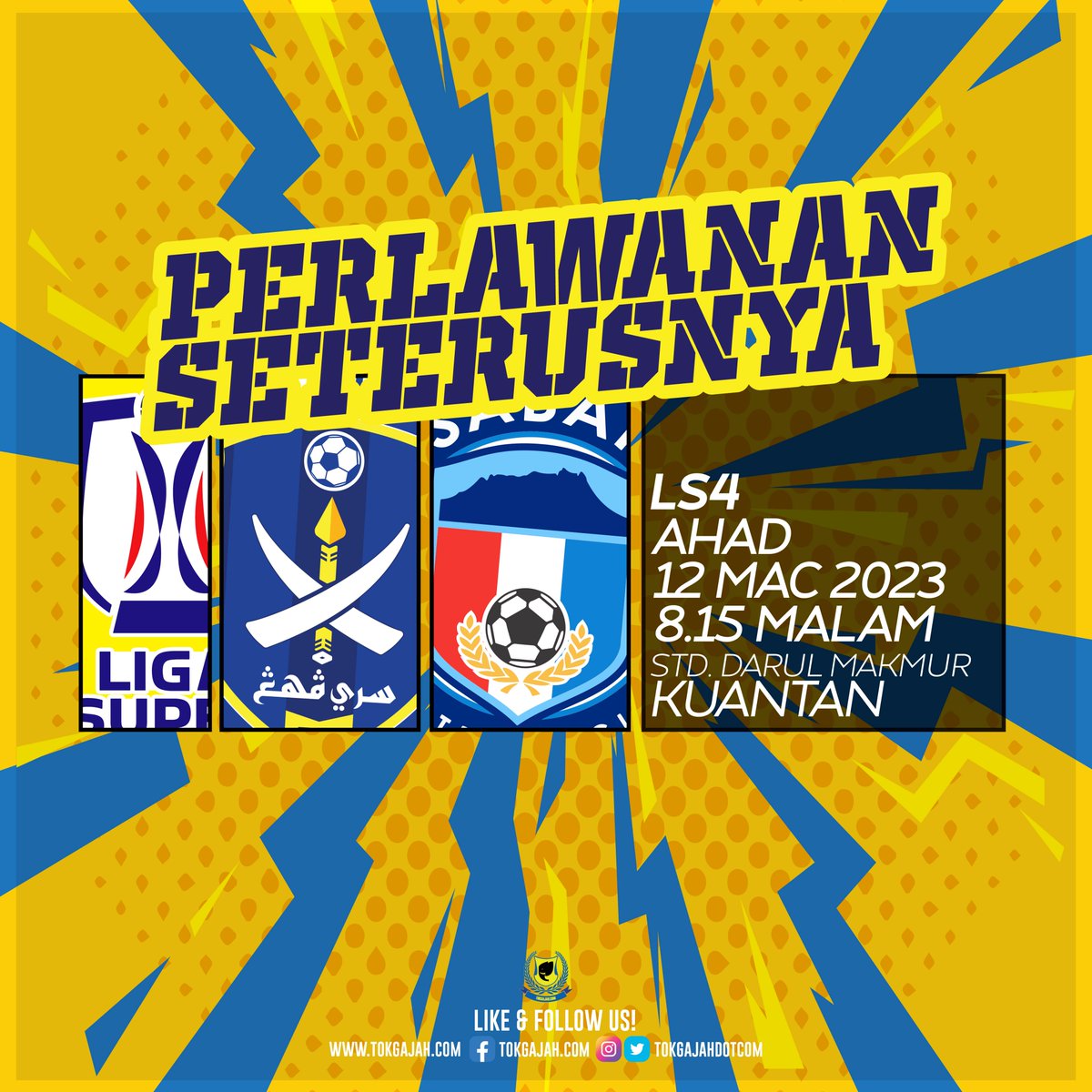 TokGajahdotcom's tweet photo. Ujian getir menanti Sri Pahang FC apabila menentang skuad Dato' Ong Kim Swee di Kuantan.
Ayuh, dapatkan tiket dan bagi sokongan kepada pasukan Sri Pahang!
#LigaSuper2023
#SRPSAB
#DemiLigaKita https://t.co/UVXBb4HydS