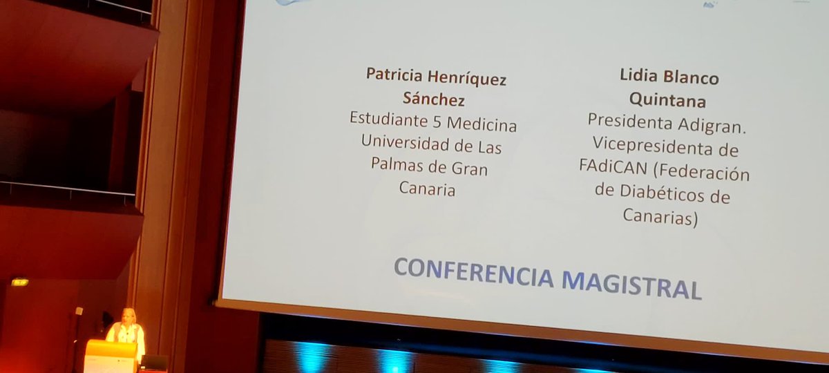 Hoy la <a href="/escpacientes/">Escuela de Pacientes</a> presente en #23cnh hablando una #paciente en la conferencia inaugural magistral nombrando a <a href="/joancmarch/">joan carles march</a>  por Lidia Blanco, presidenta de <a href="/Adigran/">𝗔𝗗𝗜𝗚𝗥𝗔𝗡</a> y vicepresidenta de FADICAN (Federacion de personas con diabetes de Canarias). Gracias