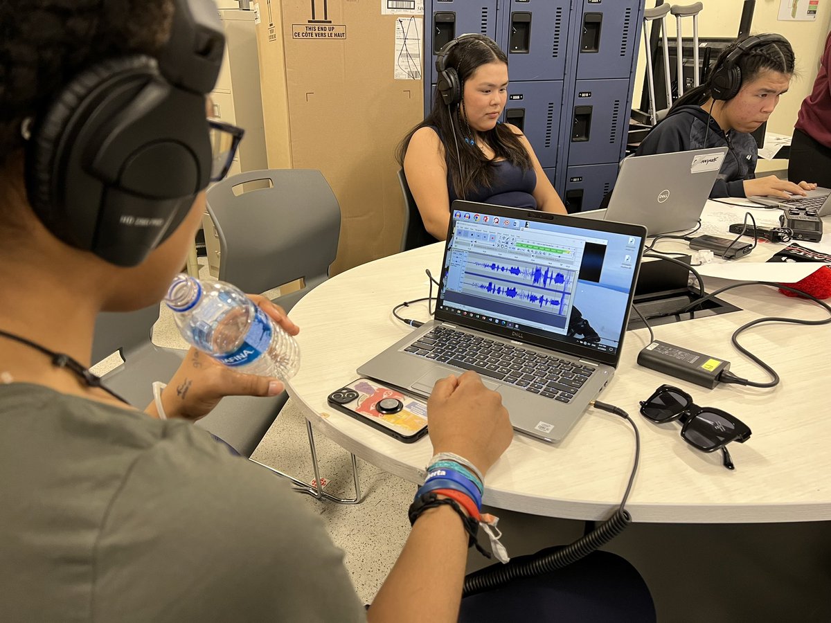 Some scenes from Day 2 of our radio skills training with students at École Iguarsivik School in Puvirnituq (we’re here as part of CBC’s Library Partnerships Program).

We went into field to interview the mayor &amp; mgr of Northern store. And we’re polishing up on editing.