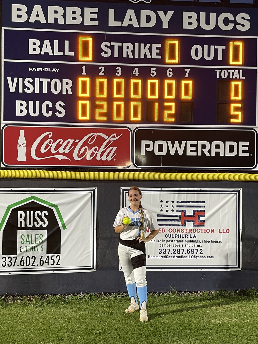 Big win over Kinder last night! Ava Jessup throws a perfect game!!