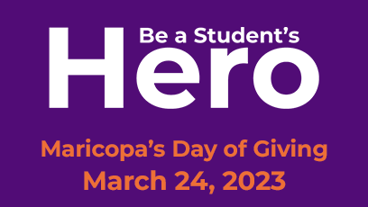 MCCCDF's tweet photo. We are in the home stretch! Tomorrow is your chance to join us as we come together with the Maricopa Community Colleges for our annual day of giving -Be a Student's Hero. Learn more at https://t.co/b841F9vZ0A #IAmAHero https://t.co/fnI3NFNcGh