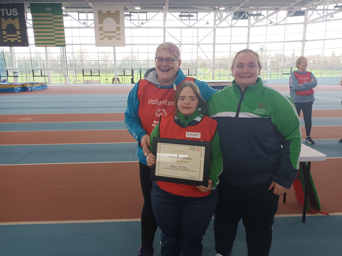 ConnaughtSo's tweet photo. Congrats to athlete Aideen Harkins from Athlone Special Olympics on receiving her Bronze Athlete Leadership Award today at the athletics event in the Athlone indoor arena. #Specialolympics #InternationalWomensDay #WomensDay @SOIreland @sportireland @TUS_Athlone_ @athlonechamber https://t.co/QXig3W5nas