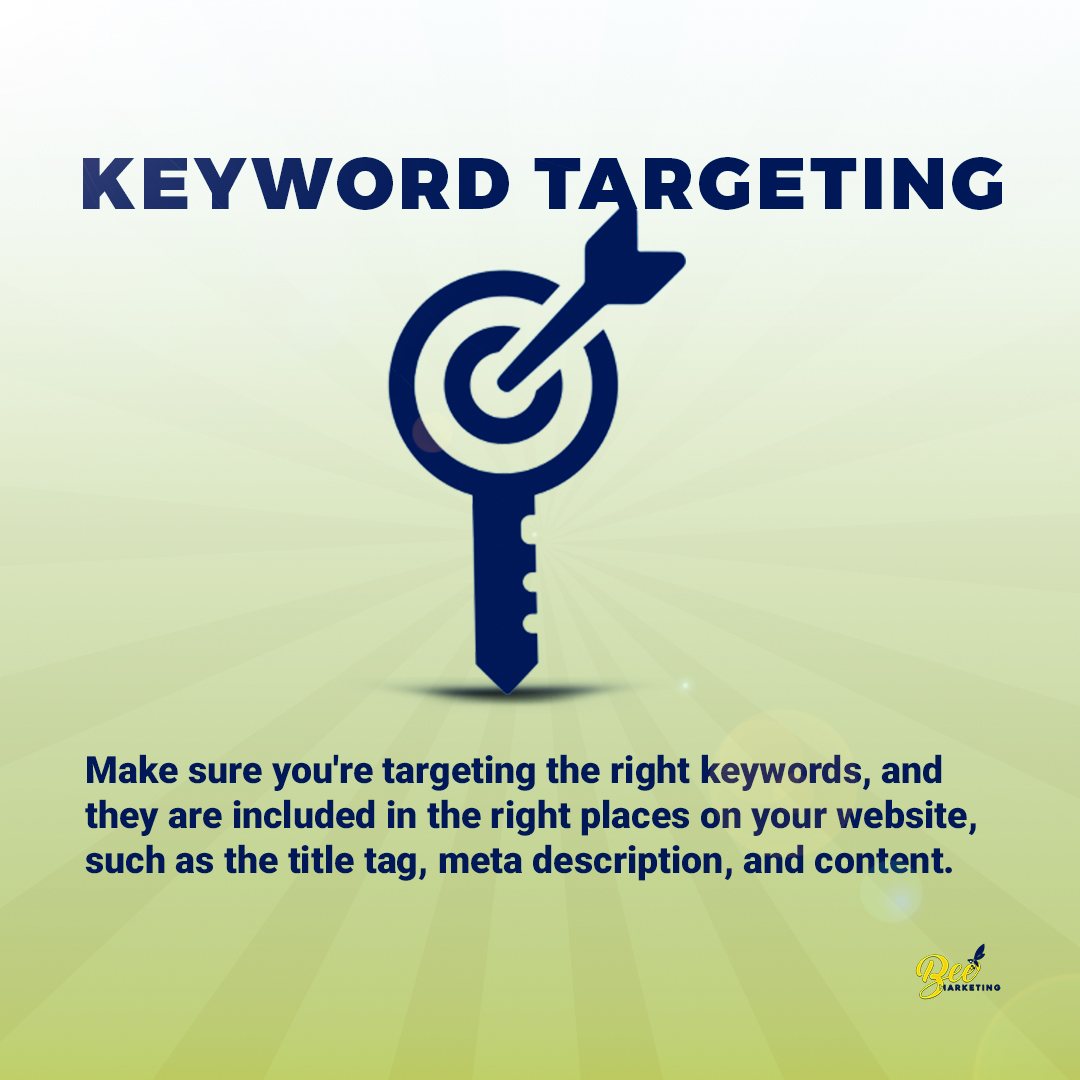 Keyword targeting - Make sure you're targeting the right keywords, and they are included in the right places on your website, such as the title tag, meta description, and content.

#digitalmarketing #seomarketingagency #roofingmarketing #texasmarketing
#SearchEngineOptimization
