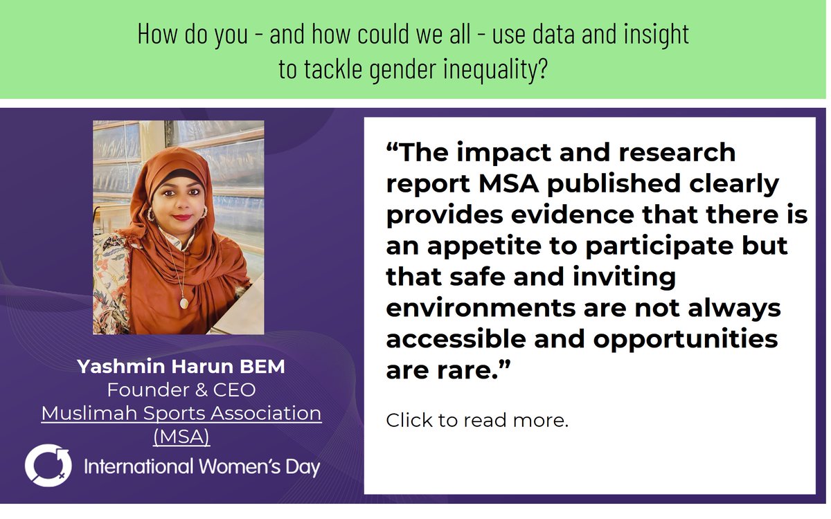 #IWD2023 We are celebrating ground-breaking female leaders in sport & physical activity - @YashminHarun  BEM founder of the inspiring @MuslimahAsso 
Here's what Yashmin had to say on the power of #data  and #impactmeasurement

See all quotes - bit.ly/3F5HDnJ