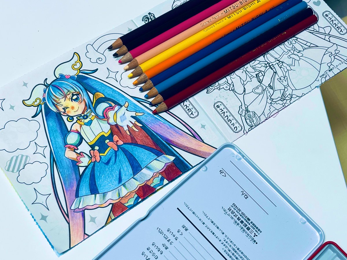 「ハッピーセットのひろプリぬりえ塗った#キュアスカイ #precure 」|かおりゅ@著書発売📚のイラスト