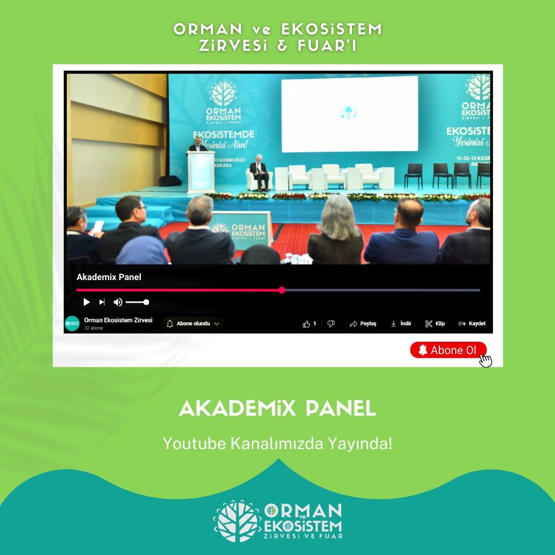 OrmanEkosistem's tweet photo. 📹 Orman ve Ekosistem Zirvesi &amp; Fuar'ımızda Gerçekleşen "Akademix Panel" Programı, Youtube Kanalımızda Yayında!

📽 Hemen İzlemek İçin:
https://t.co/T8hhAX0H73

 #akademi #akademiks #akademix #panel #konuşma #konusma #ormanekosistem https://t.co/HvwvI5ssJS